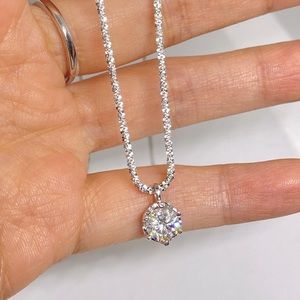 New S925 Silver 1 Carat D Color Moissanite Diamond Necklace